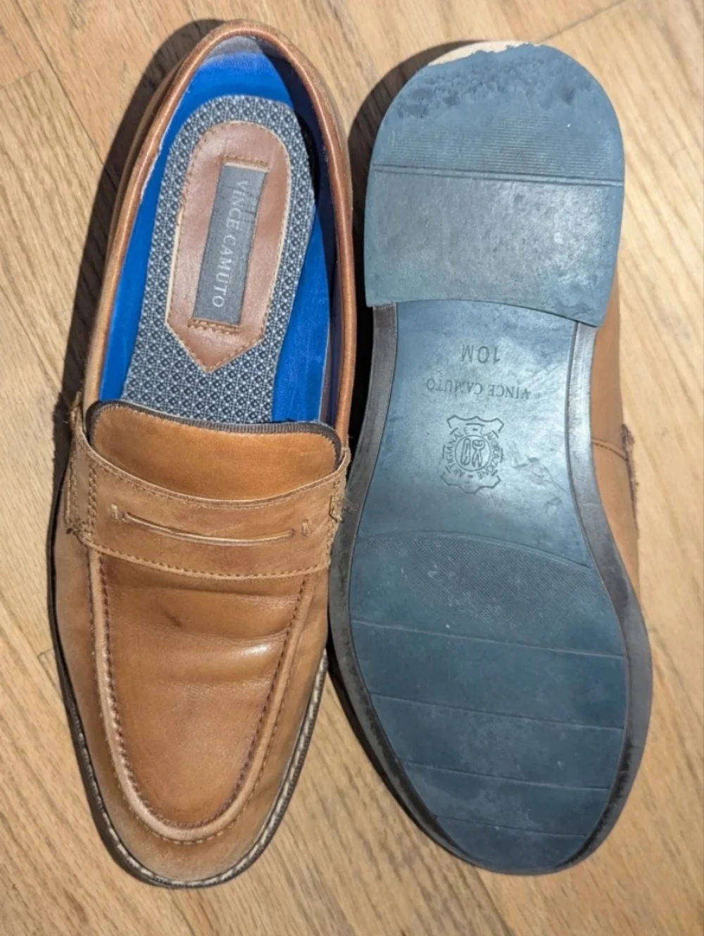 Vince Camuto Brown Leather Penny Loafers Men’s Size 10 M Slip On Dress Casual